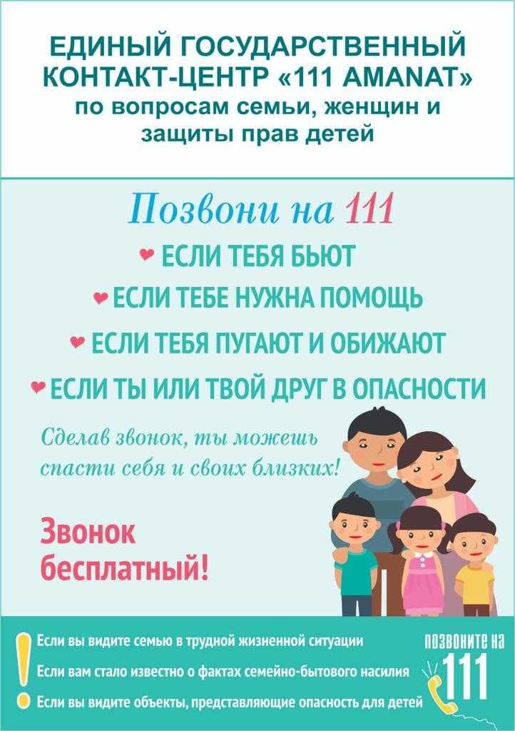 Unified State Contact Center "111 AMANAT" on family, women and protection of children's rights — 1