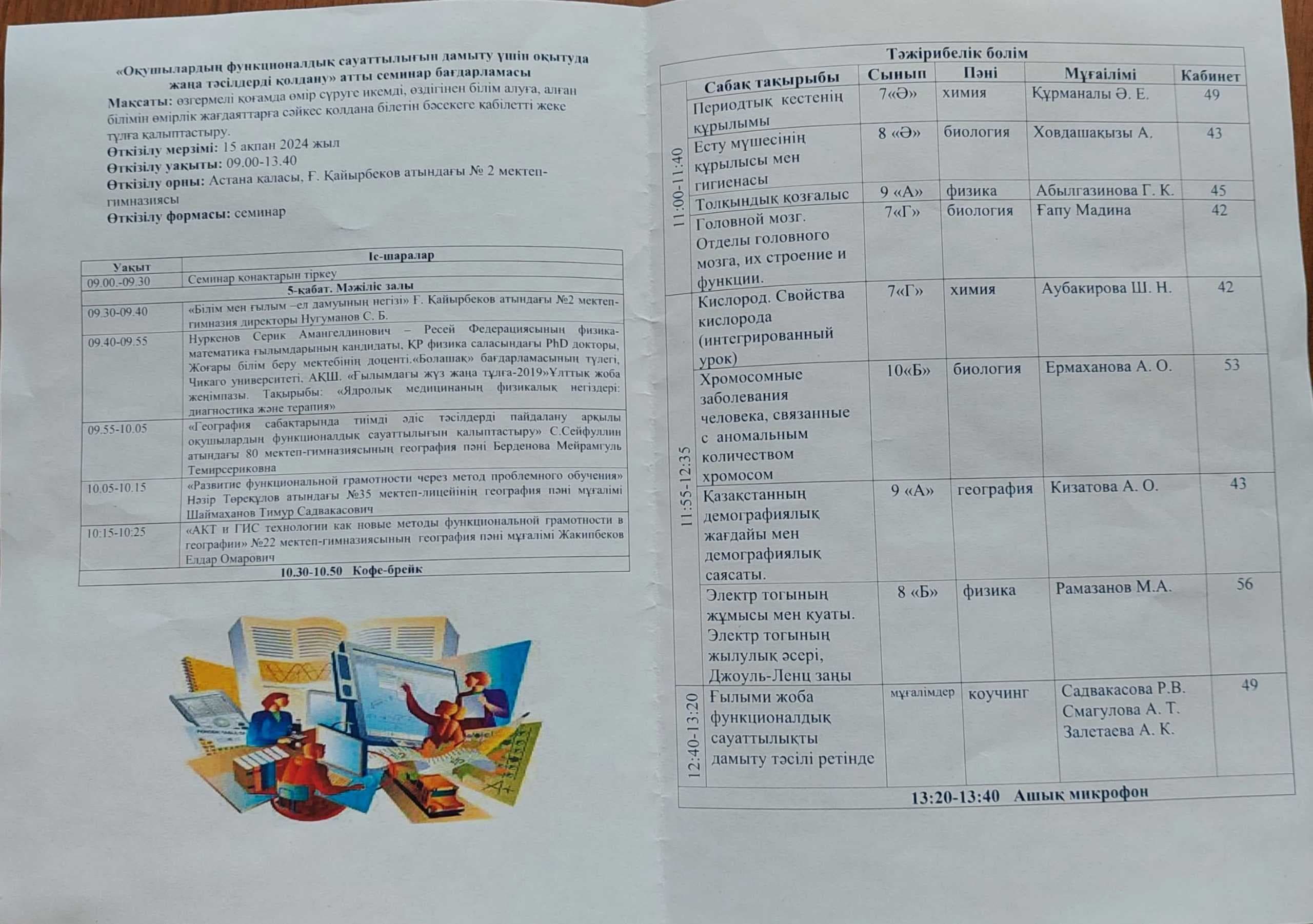 Семинар: “Применение новых методов в обучении для развития функциональной грамотности учащихся” среди учителей естественно-математического направления — 3
